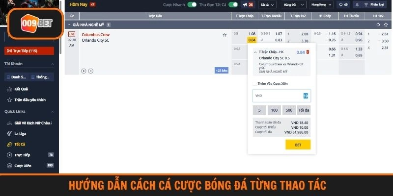 Hướng dẫn cách cá cược bóng đá từng thao tác
