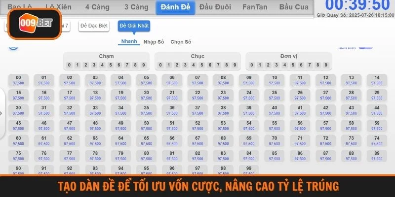 Tạo dàn đề để tối ưu vốn cược, nâng cao tỷ lệ trúng